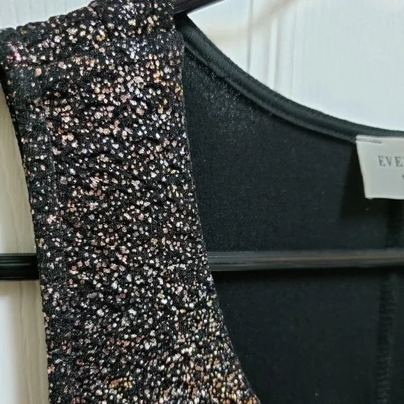 Everly M Black with Metallic Sparkle Layered Look Sleeveless Dress - Picture 9 of 11